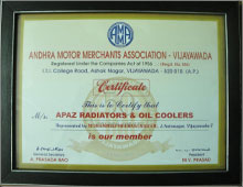 Andhra Motor Marchents Association Member Certificate